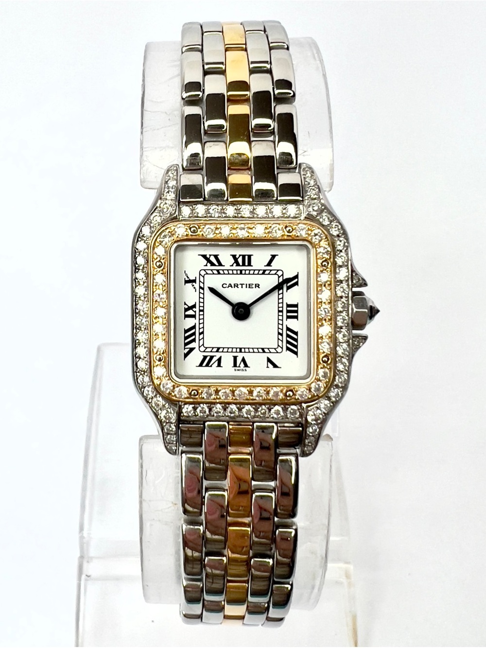 CARTIER PANTHERE Quartz 23mm 1 Row Gold 0.95TCW DIAMOND Watch White Dial